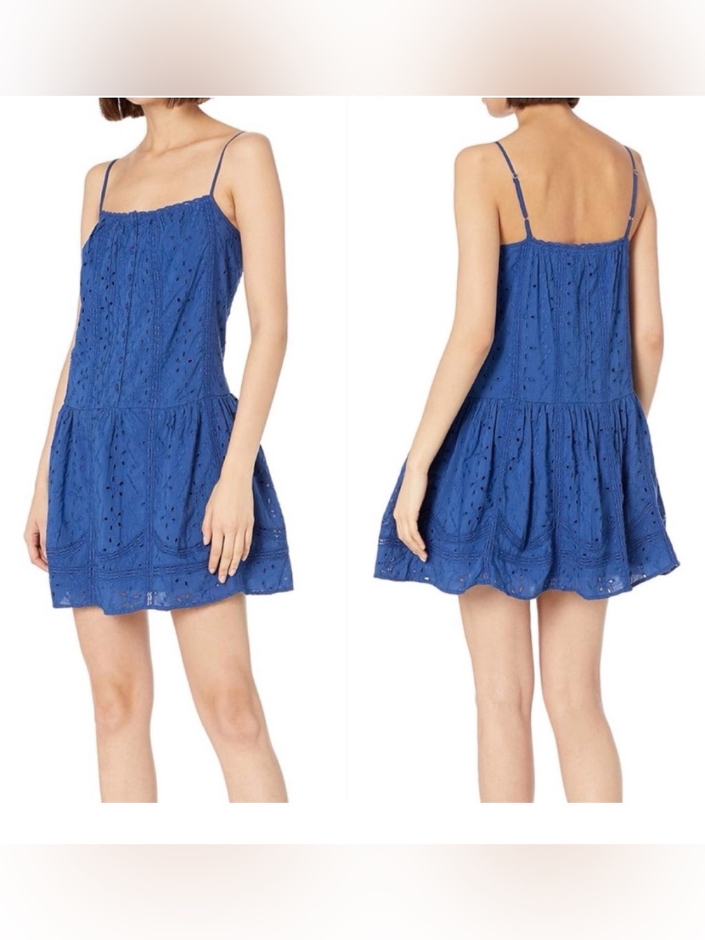 NWT Joie Austen Blue High Seas Eyelet Spaghetti Strap Mini Dress Size Medium